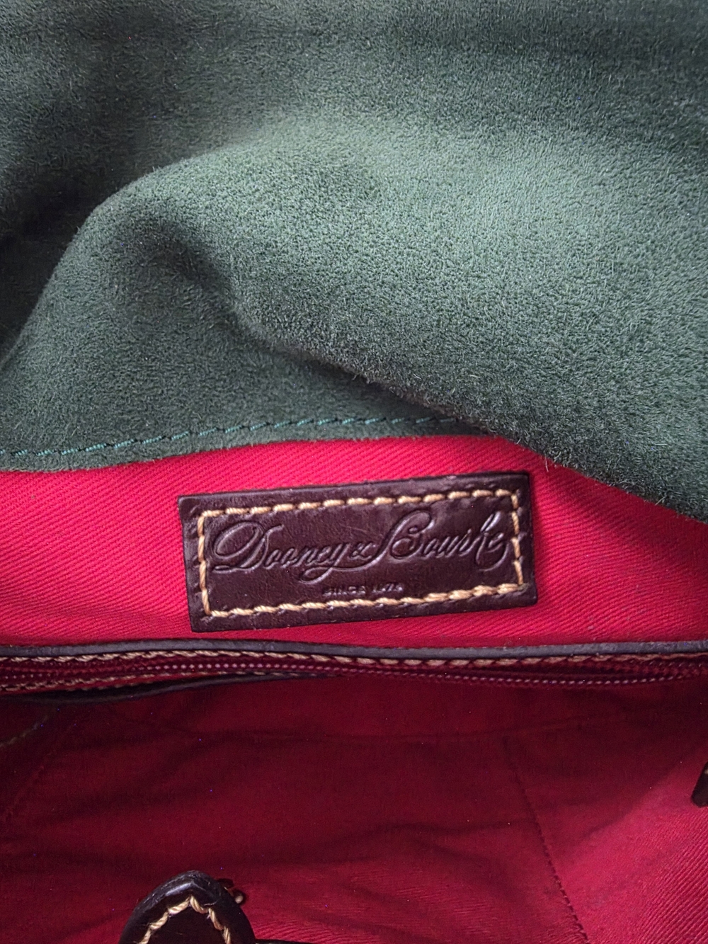 Dooney & Bourke Florentine Stanwich Satchel Red Brown Tmoro Trim NWOT - Picture 12 of 16